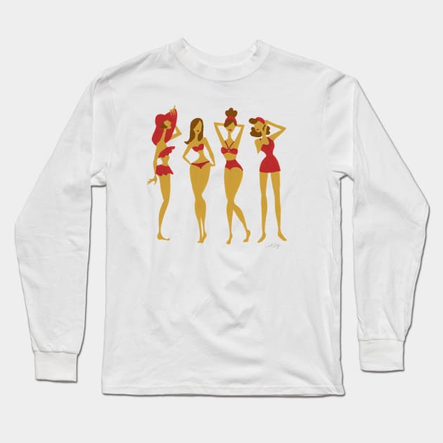 Bombshells - Red Long Sleeve T-Shirt by CatCoq